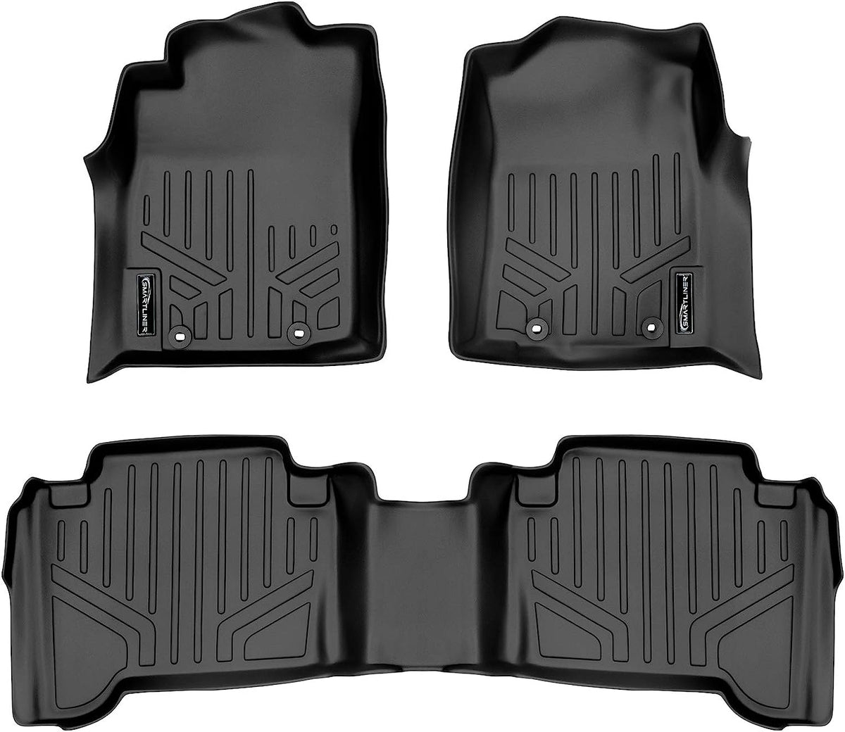 MAXLINER A0107/B0033 Floor Mats for Toyota Tacoma Double Cab, 2012-2015 Complete Set, Black