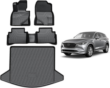 Mazda CX-5 Floor Mats 2017-2025, All Weather TPE Floor Liners and Trunk Mat for Mazda CX5 Accessories Black