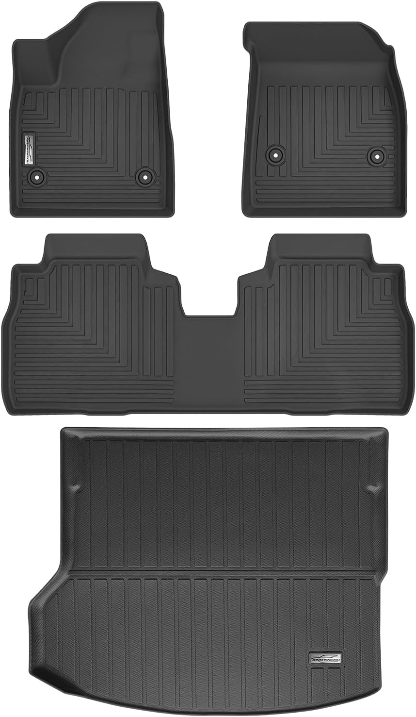 Custom Floor Mats & Cargo Liner for 2024 2025 Chevrolet Chevy Equinox EV,1st 2nd Row with Trunk Mat, TPE All Weather Protection Car Floor Liners Accessories - Black