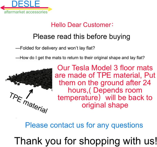 DESLE Tesla Model Y Trunk Mats All Weather Trunk Mats & Trunk Cargo Liners Custom Fit Eco-Friendly,Rubber Odorless,TPE Material 3Pcs New Model Y 2020-2024