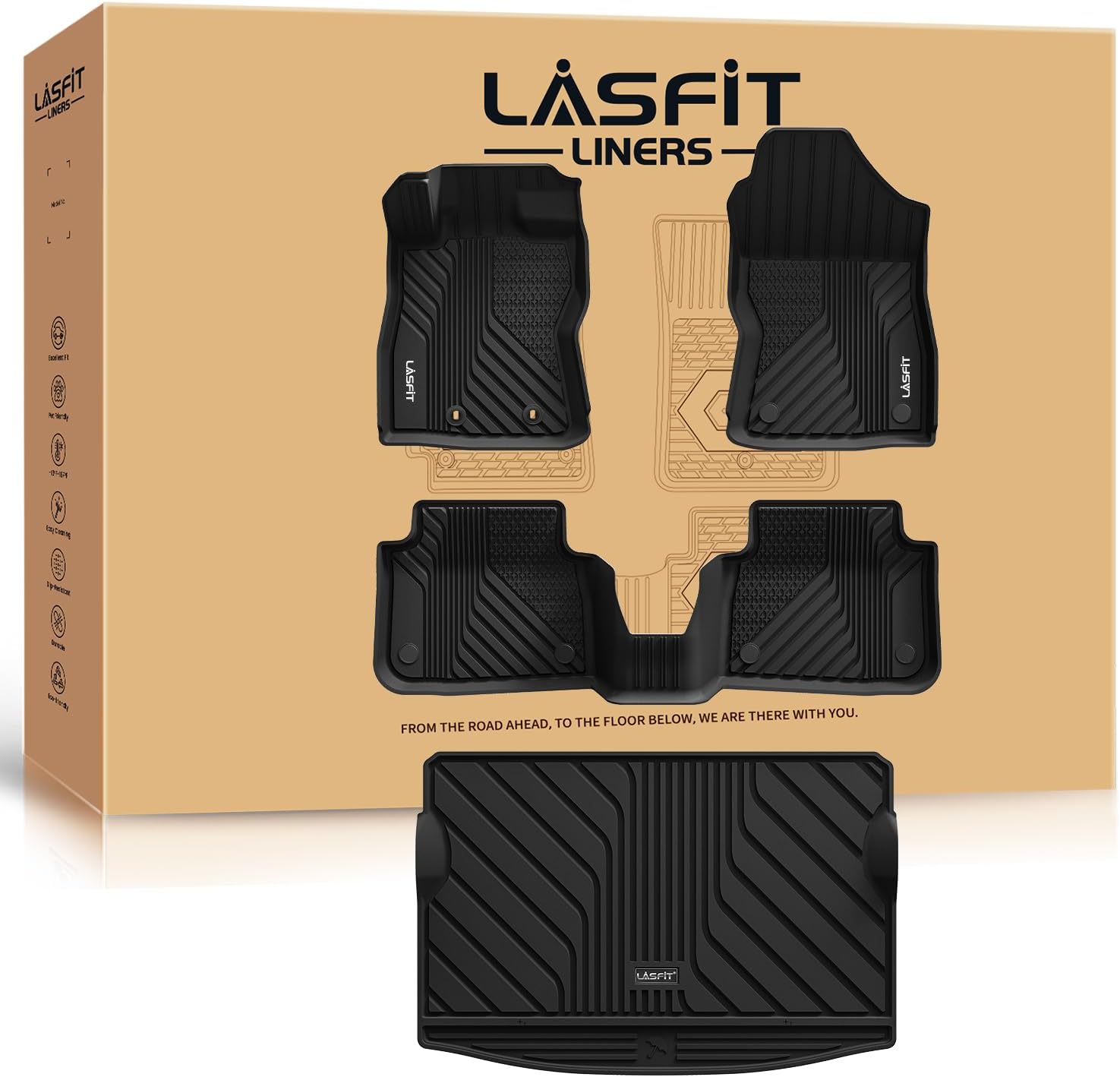 LASFIT Floor Mats & Cargo Liner Fit for 2024 2025 Subaru Crosstrek & Subaru Impreza, Dual Anti-Slip & Deep Dish Custom Fit All-Weather Car Mats, Odorless TPE, for Subaru Crosstrek Accessories