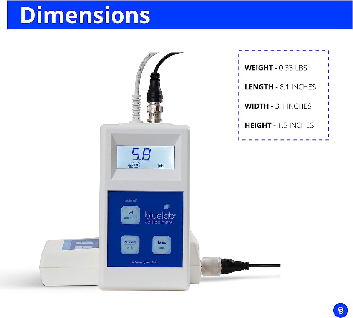 Bluelab Combo Meter - EC/PPM, PH &amp; Temp