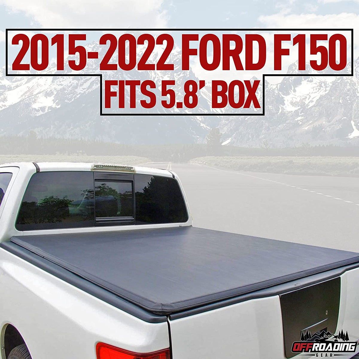 Offroading Gear 4x4 Rollup Truck Tonneau Box Cover | Compatible with Ford F150 2015-2023 | Fits Standard Short Bed 5.8&#39;| Heavy-Duty| Waterproof| Dust-Resistant|