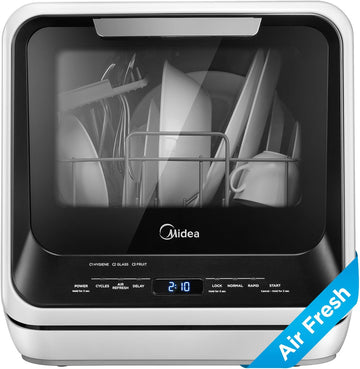 Midea Countertop Dishwasher, Portable Dishwasher with 6 Wash Programs,Black