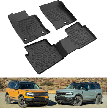 KIWI MASTER Floor Mats for  Ford Bronco Sport  Ford Bronco Sport OEM Replacement MP1Z-7813300-AA All Weather Custom Fit Liners Front & Rear 2 Row Mat Black