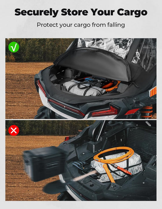 KEMIMOTO UTV Rear Soft Windshield with Cargo Bed Cover Compatible with Polaris RZR XP 1000 RZR XP 4 1000 2014-2023 RZR XP Turbo / 4 2016-2021, Quick Access Storage Cover Clear Rear Window