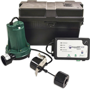 Zoeller 508-0005 1/3 HP 35 GPM 1-1/2-Inch Discharge Aquanot Spin 508 Automatic Self-Testing Battery Backup Sump Pump System with Vertical Float Switch