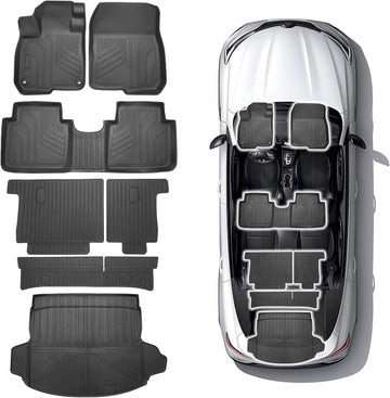 All Weather Floor Mats & Cargo Liner for 2017-2022 Honda CR-V CRV (Not Fit Hybrid) Non-Slip, Custom Fit 1st & 2nd Row with Trunk Mat Backrest Mat Cover Protector Full Set for CRV Accessories Heavy TPE