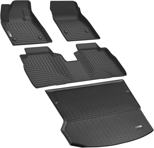 Custom Floor Mats & Cargo Liner for 2024 2025 Chevrolet Chevy Equinox EV,1st 2nd Row with Trunk Mat, TPE All Weather Protection Car Floor Liners Accessories - Black