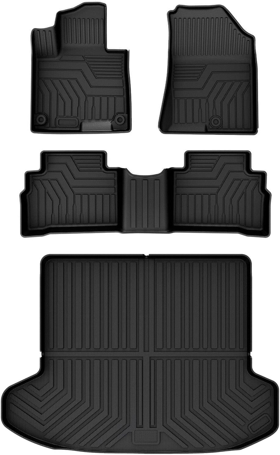 FIILINES Custom Fit for Floor Mats & Cargo Liner 2023 2024 Kia Sportage (Only Fit Non-Hybrid Model with Cargo Subwoofer) All Weather Waterproof Durable Floor Liners and Cargo Mat Set Black