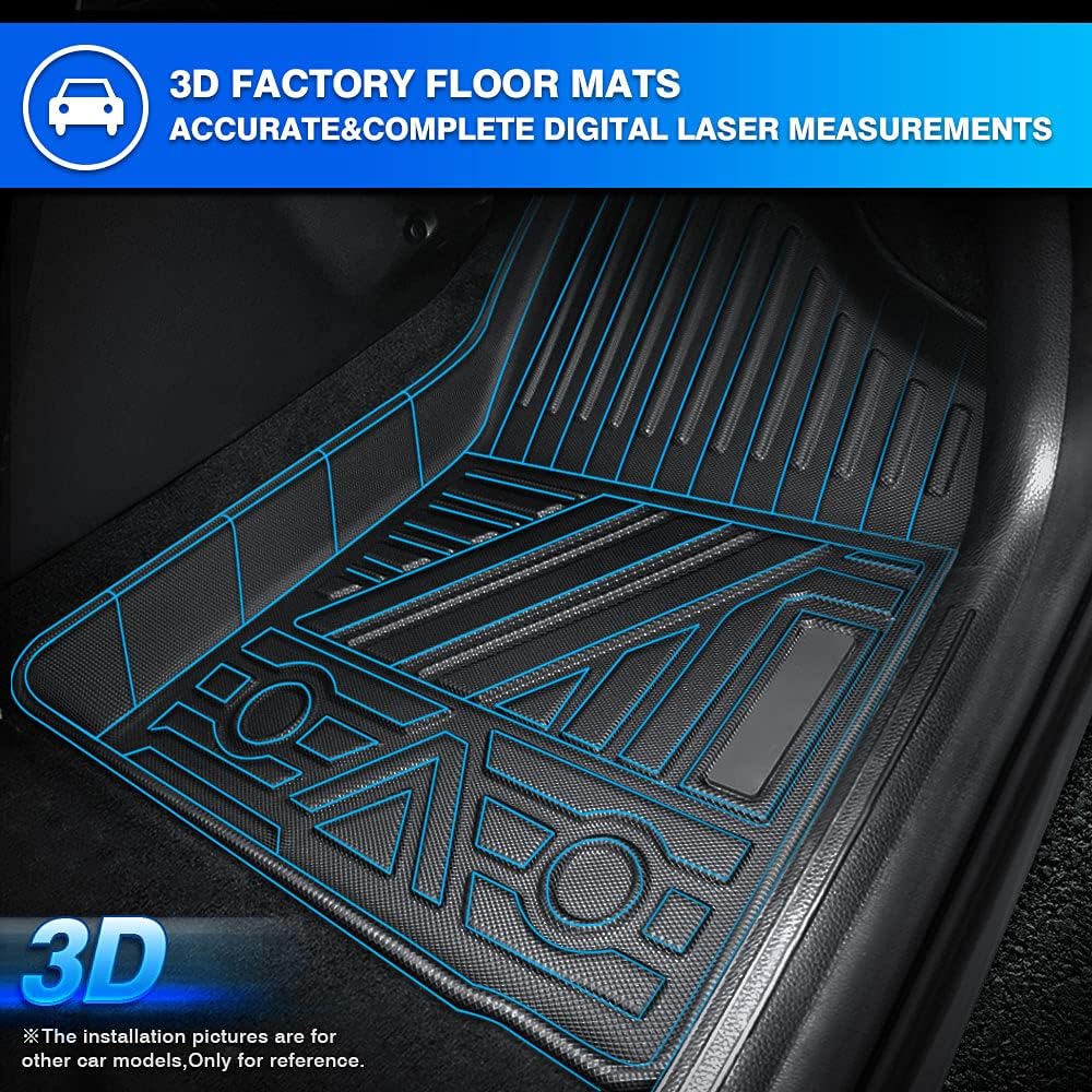 T TGBROS Custom Fit for Car Floor Mats All-Weather Floor Mat Liners Front &amp; Rear Row Full Set Liner Non-Slip TPE