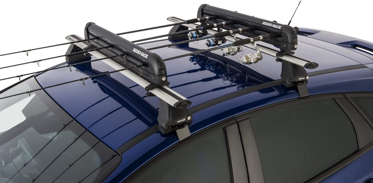 Rhino-Rack Carrier for Skis, Snowboards, Fishing Rods, Paddles, Skateboards, Water Skis, Wakeboard &amp; More, Universal Mounting, Easy to Use, Locking, Lightweight &amp; Heavy Duty, Suitable for All Vehicles