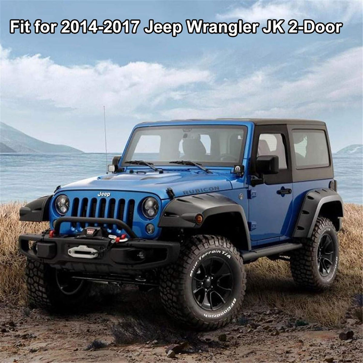 KIWI MASTER Floor Mats Compatible for 2014-2017 Jeep Wrangler JK 2-Door Front &amp; Rear 2 Row All Weather TPE Mat Slush Liners Black