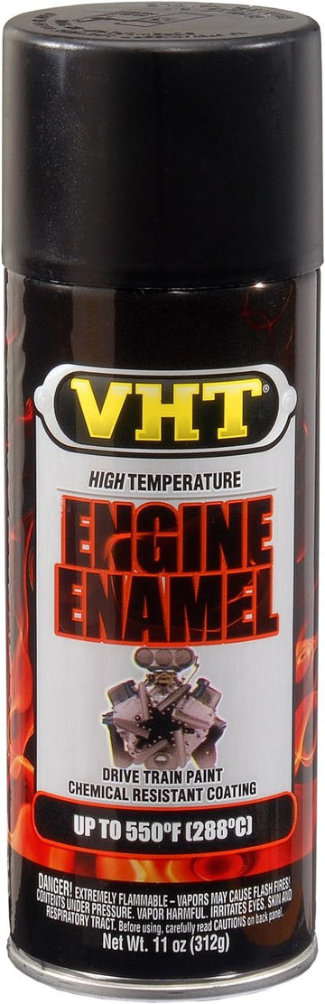 VHT SP130 Engine Enamel Flat Black Can - 11 oz., Three (3) Pack