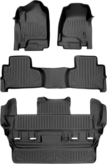 Custom Fit Floor Mats 3 Row Liner Set Black Compatible with 2015-2020 Chevrolet Tahoe/GMC Yukon