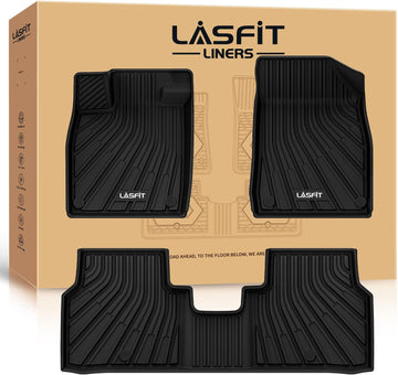 LASFIT Floor Mats Fit for VW ID.4 2021-2024, Deep Dish & Dual Anti-Slip All Weather Waterproof Automotive Floor Liners, TPE Odorless for Volkswagen VW Accessories, 1st & 2nd Row Car Mats, Black