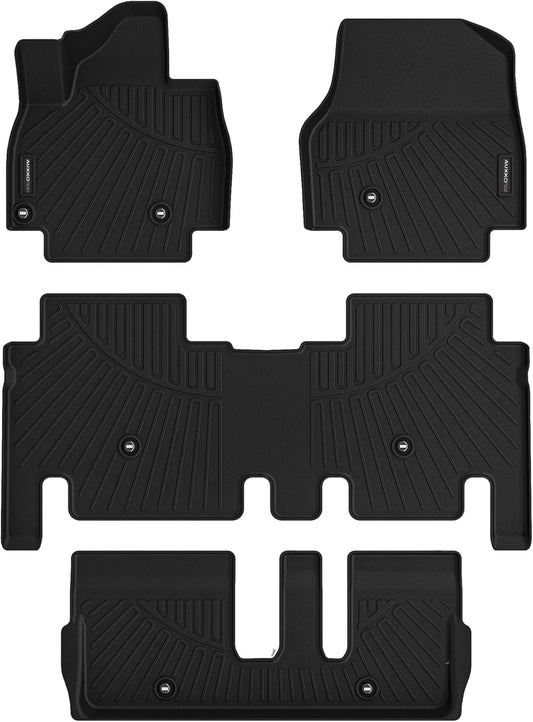 AUXKO All Weather Floor Mats Fit for Kia EV9 7 Seat 2024 2025 TPE Liners EV9 Accessories Set All Season Guard Odorless Anti-Slip Floor Mats