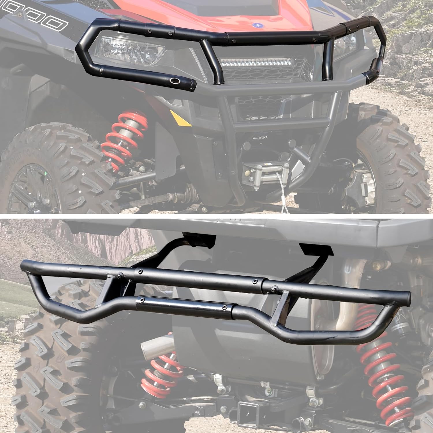 A & UTV PRO Front & Rear Bumper for Polaris General 1000 2016-2022/4 1000 2017-2022/General XP/XP 4 1000 2020-2023, Combined Brush Guard Protector Accessories, Replace OEM # 2881525, 2884345, 2 Set