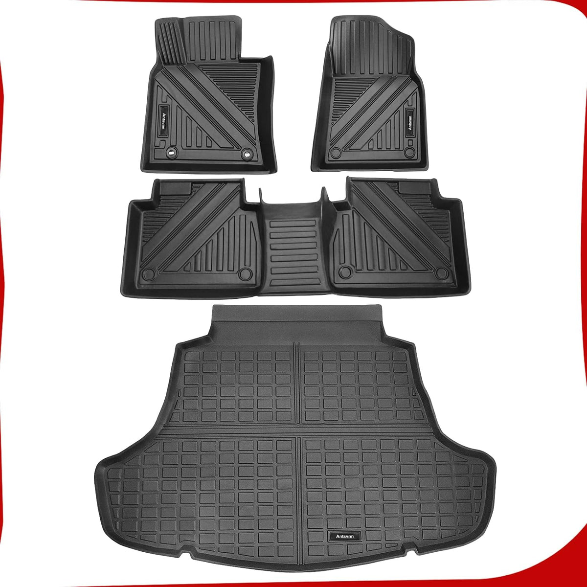 Antsvnn Floor Mats Compatible with Toyota Camry 2018 - 2024 All Weather 2 Row and Cargo Liner Rubber Floor Liners Black (FWD Only Models Only) (No Hybrid)