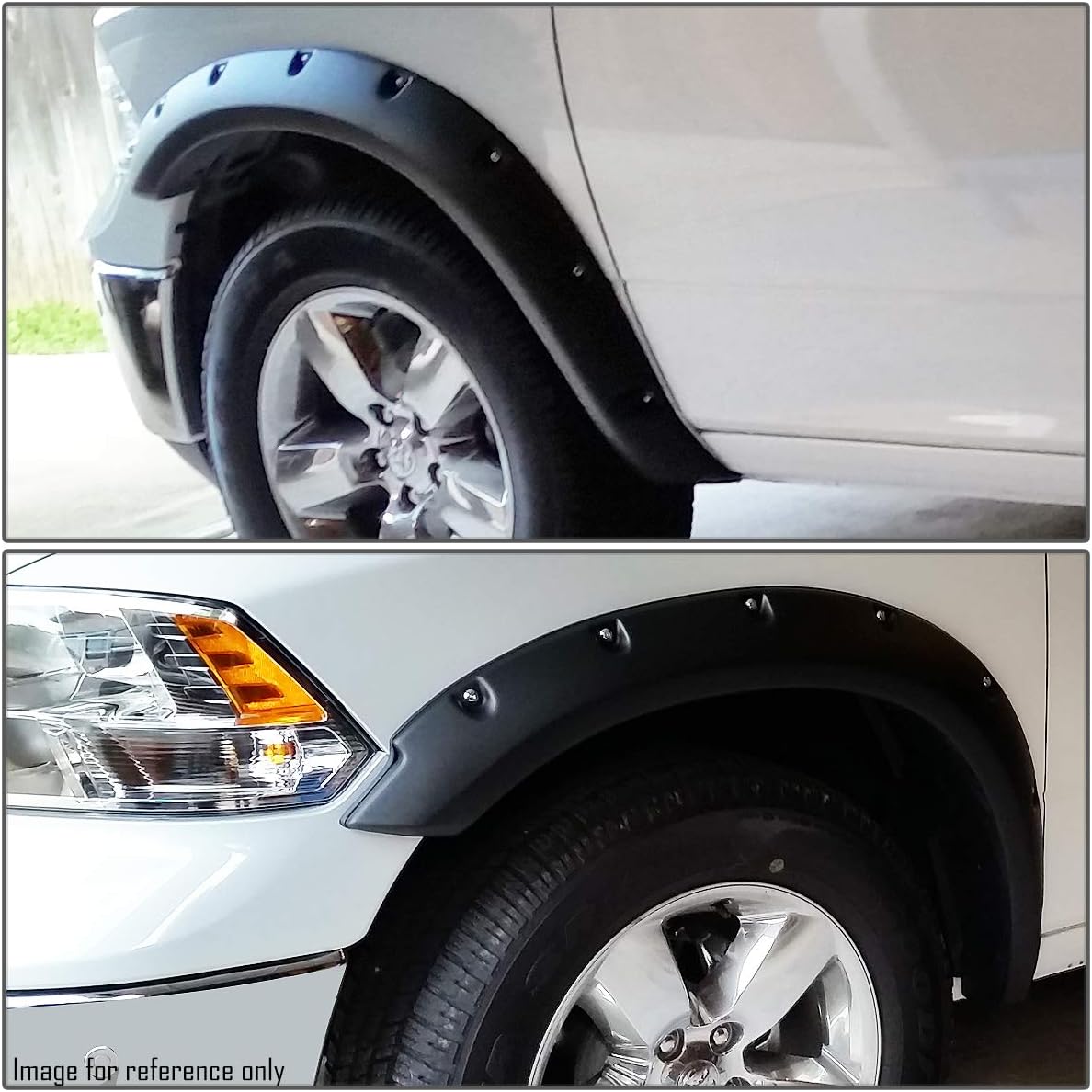 DNA Motoring WF-81009-MBK 4pcs Pocket-Riveted Design Wheel Fender Flares For Ram 1500 2009-2018