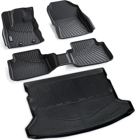 WAYIDSS Floor Mats & Cargo Liner Custom Fit for 2024 Subaru Crosstrek / 2024 2025 Subaru Impreza，1st&2nd Row and Trunk Mat Full Set，TPE All Weather Protection Rubber Car Floor Liners-Black