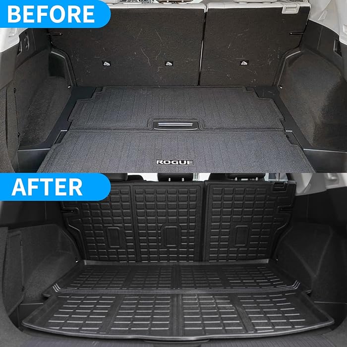Nissan Rogue 2021 -2024 First And Second Row Floor Mats Cargo Liner Trunk Mat AND TPE All Weather Back Seat Covers Protector , Black