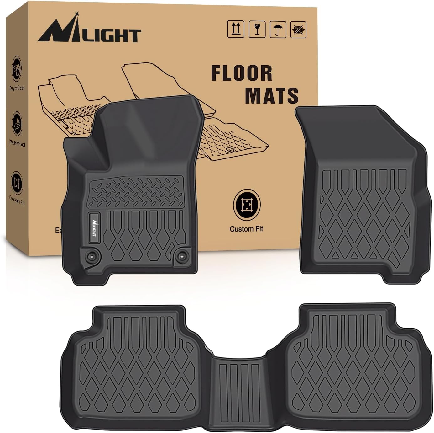 Nilight TPE Floor Mats for Dodge Journey 2011 - 2020,All Weather Custom Fit Heavy Duty Floor Liners