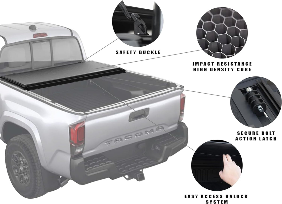 Armordillo USA 8705308 CoveRex TFX Series Low Profile Hard Tri-Fold Truck Bed Tonneau Cover Fits 2016-2023 Toyota Tacoma 5 Ft (60&quot;) Short Bed