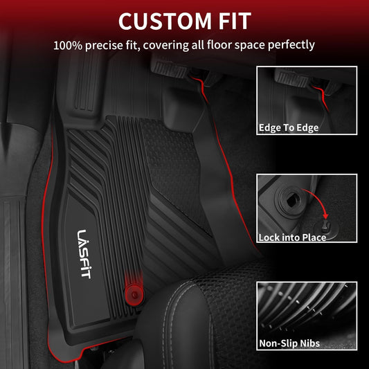 LASFIT Floor Mats Fit for Subaru Crosstrek & Impreza 2024 2025, Custom Fit TPE All Weather Waterproof Anti-Slip Floor Liners 1st & 2nd Row Car Mats, Black