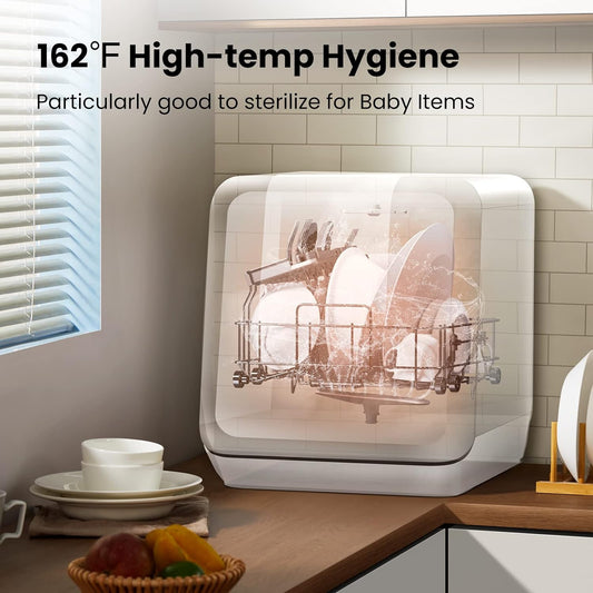 COMFEE' Countertop Dishwasher, Portable Dishwasher with 6L Built-in Water Tank, Mini Dishwasher with More Space Inside, 7 Programs, UV Hygiene& Auto Door Open, for Apartments, Dorms& RVs