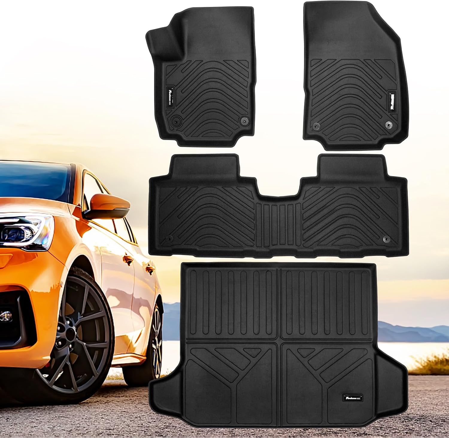 Fendazee Floor Mats & Trunk Mat Set Compatible for Chevy Equinox/GMC Terrain 2018-2025 All Weather Mat Front & 2nd 2 Row Seat & Cargo Liners Black