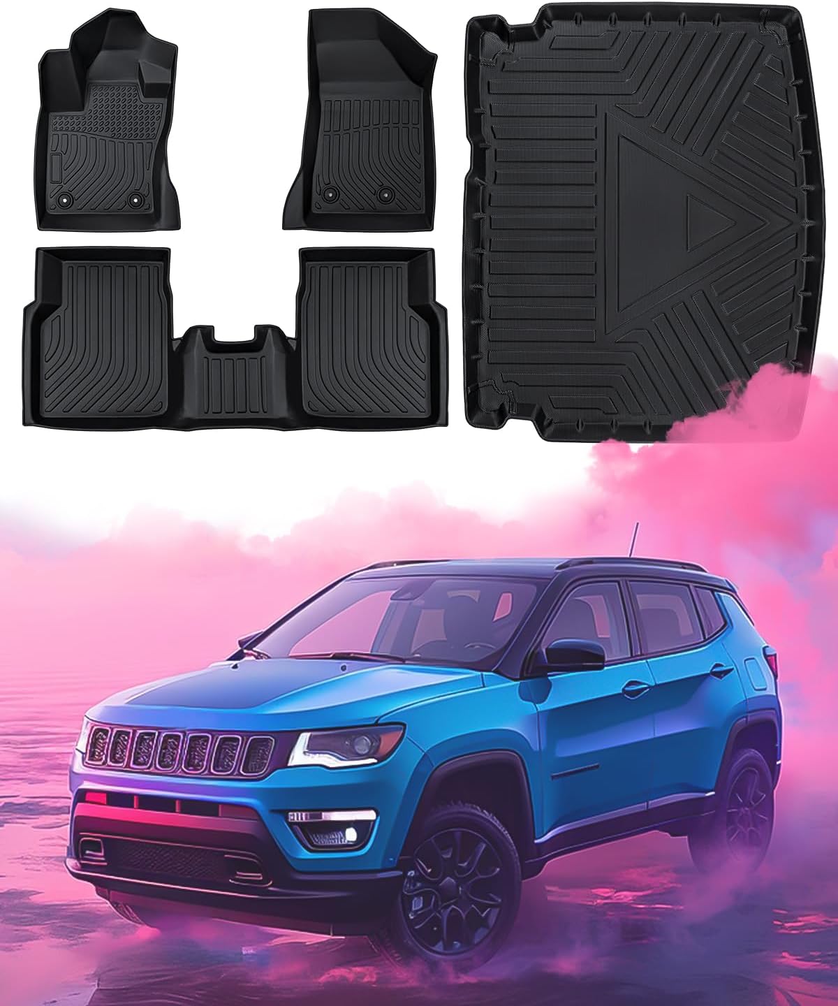 All Weather Floor Mats Set Custom Fit for 2017-2024 Jeep Compass