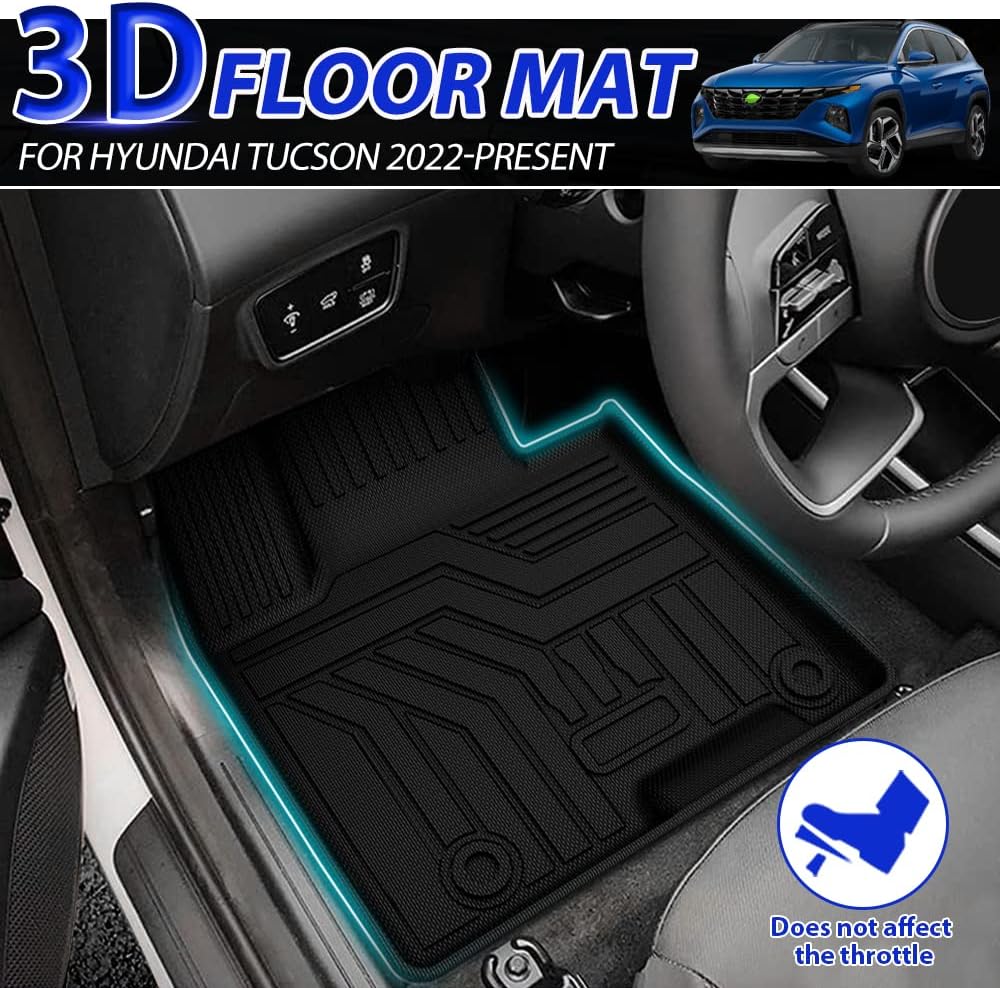 FIILINES Custom Fit for Floor Mats Hyundai Tucson 2022 2023 (Not for Hybrid Models) All Weather Floor Liners Durable Odorless 1st and 2nd Row Carpet Liner Mat Set