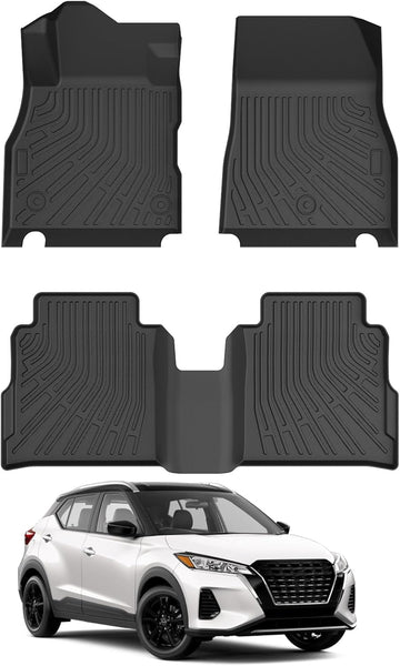 Cacartist Floor Mats Custom Fit for Nissan Kicks 2018-2024 Accessories TPE 3D All Weather Floor Liners for Kicks 1st & 2nd Row