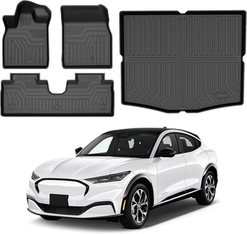 Floor Mat Cargo Liner Custom Fit for Ford Mustang Mach-E 2021-2026 2027 (Not for Ford Mustang) Accessories Cargo Mat TPE All Weather Protection Floor Liners Trunk Mat Heavy Duty Durable