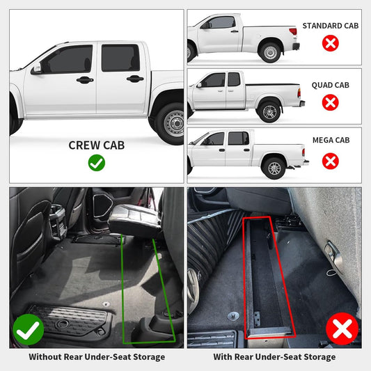 LASFIT Floor Mats Fit for 2019-2024 Ram 1500 Crew Cab (New Body Style) without Rear Under-Seat Factory Storage, Bucket Seat, All Weather Custom Fit Car Floor Liners 1st & 2nd Row, Black