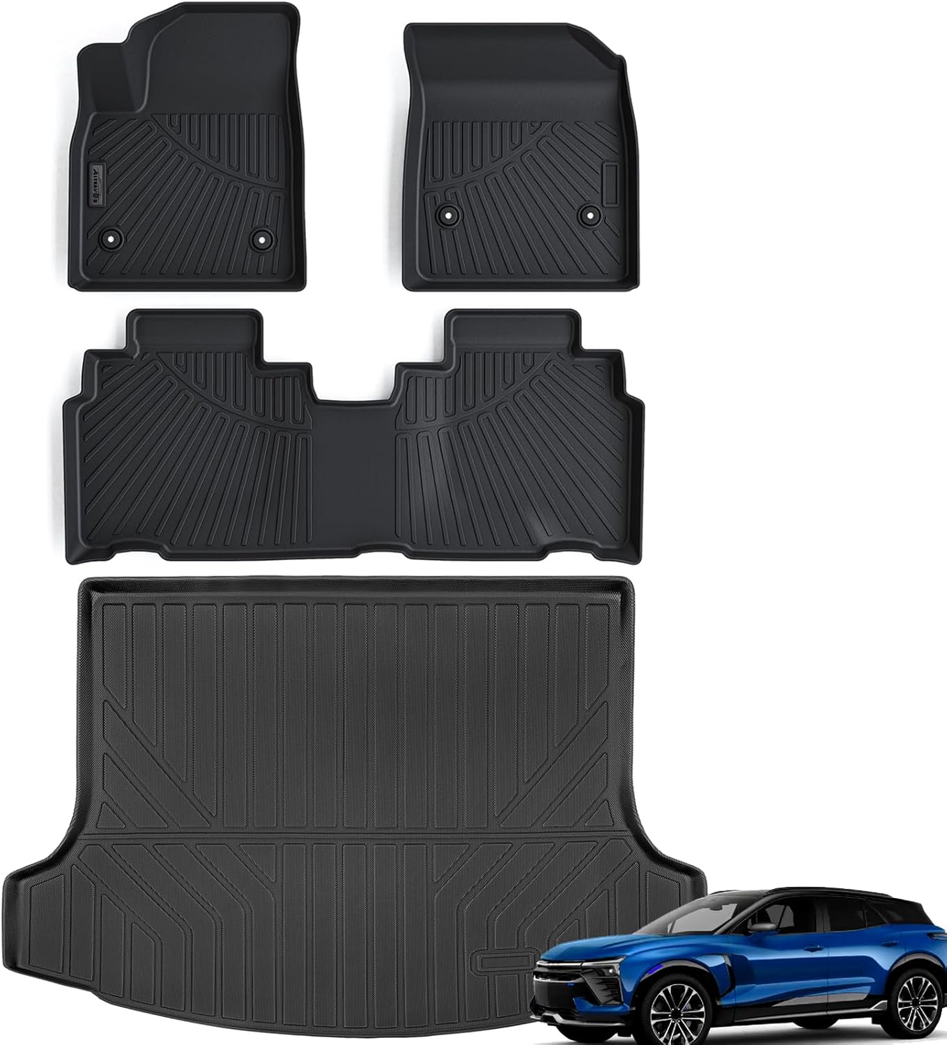 AltraVos Floor Mats & Trunk Mat for 2024 2025 Chevy Chevrolet Blazer EV/Honda Prologue,TPE All Weather Protection 1st & 2nd Row Car Floor Liners with Cargo Liner Accessories-Black