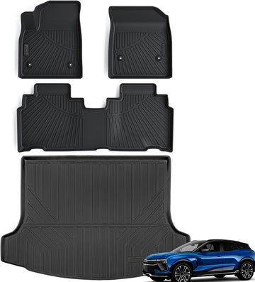 AltraVos Floor Mats & Trunk Mat for 2024 2025 Chevy Chevrolet Blazer EV/Honda Prologue,TPE All Weather Protection 1st & 2nd Row Car Floor Liners with Cargo Liner Accessories-Black