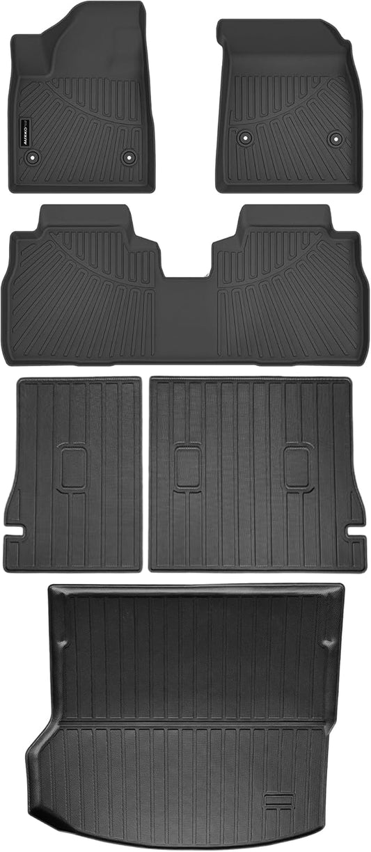 AUXKO All Weather Floor Mats Cargo Mat Rear Back Seat Protector Fits for Chevrolet Equinox EV 2024 2025 TPE Rubber Liner Equinox EV Accessoires Odorless Anti-Slip Black