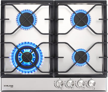 24" Built-in Gas Cooktop, GASLAND Chef GH60SF 4 Burner Gas Hob, 24 Inch NG/LPG Convertible Natural Gas Propane Cooktops, High Power Burner Gas Stovetop with Thermocouple Protection, Stainless Steel