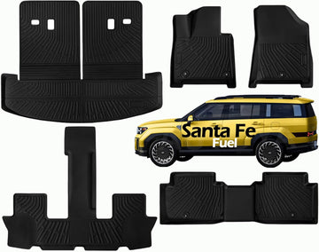 SHARGGE All Weather Floor Mats for Hyundai Santa FE 2024 2025 Floor Mats 6 and 7 Seaters,  Fuel All Models & Cargo Liners Full Set Interior Accessories Trunk Cover with Backrest