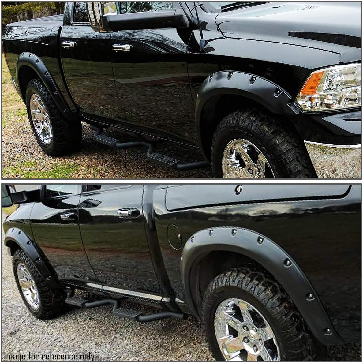 DNA Motoring WF-81009-MBK 4pcs Pocket-Riveted Design Wheel Fender Flares For Ram 1500 2009-2018