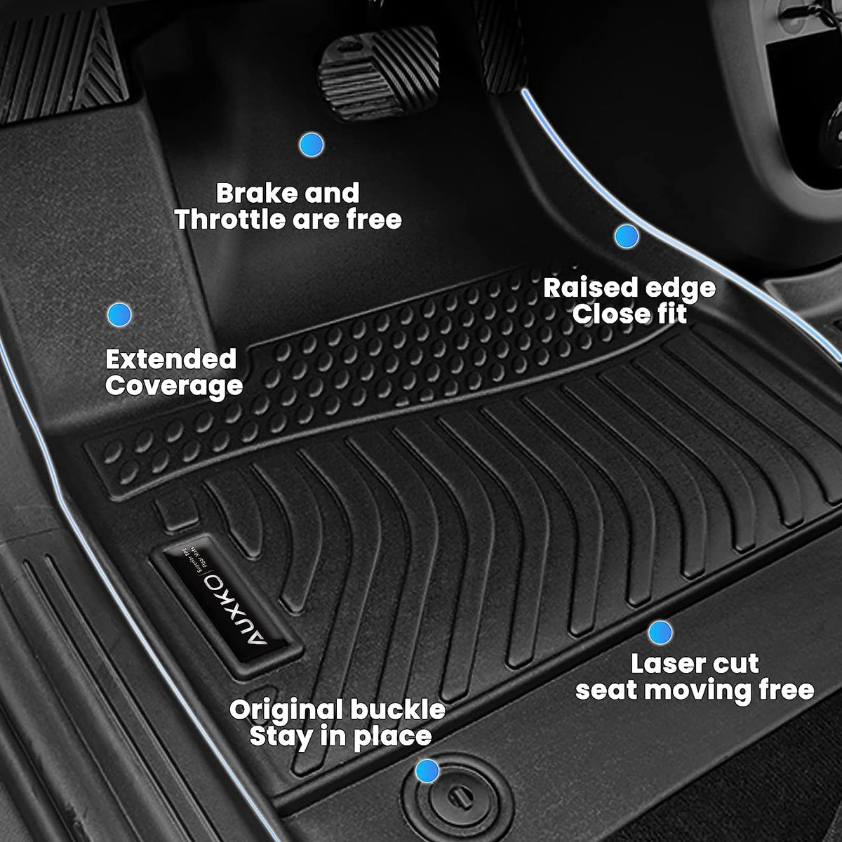 Auxko All Weather Floor Mats Fit for Subaru Solterra 2023 -2024 TPE Rubber Liners Solterra Accessories All Season Guard Odorless Anti-Slip Floor Mats