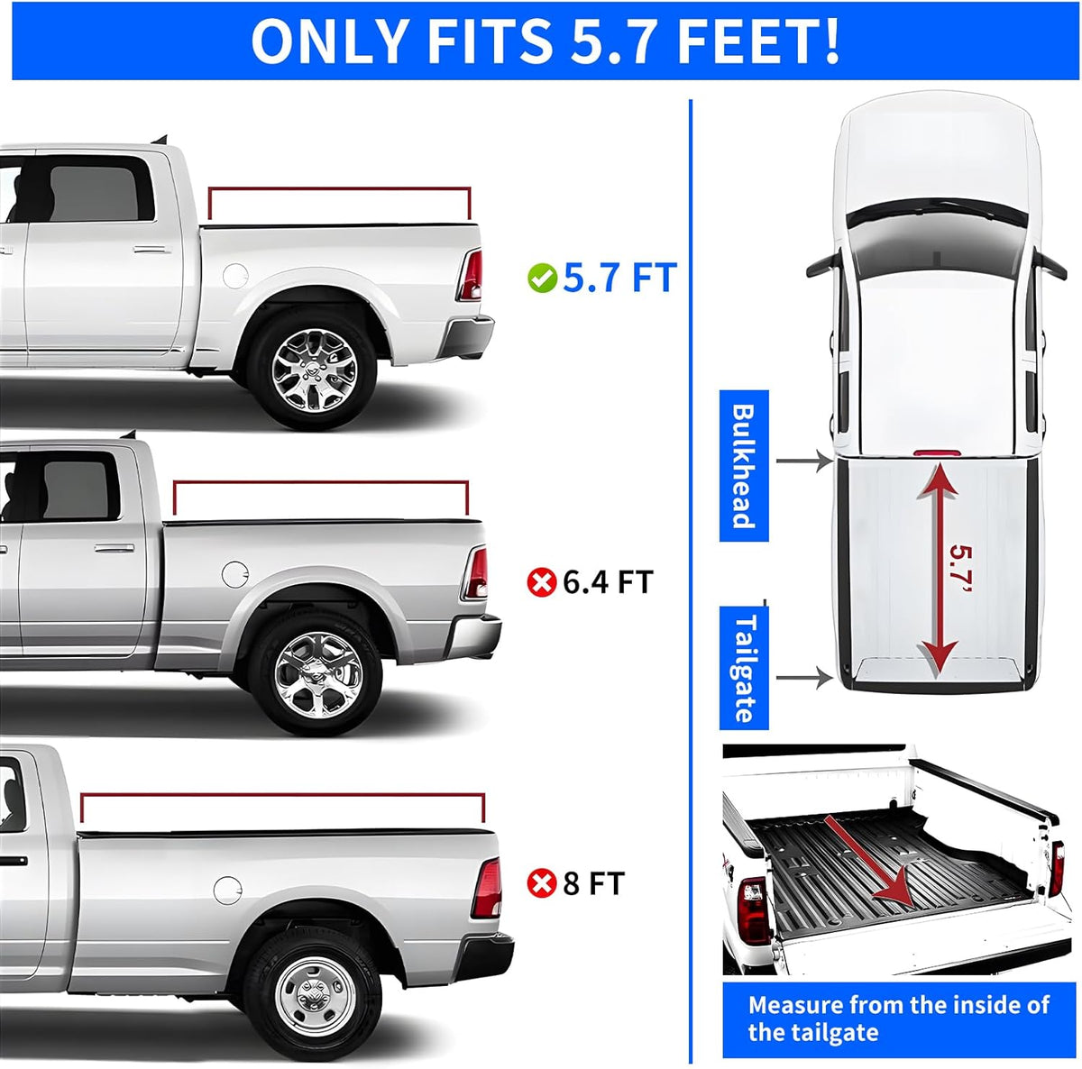 OKSTENCK Soft Roll Up Truck Bed Tonneau Cover Compatible with 2009-2018 Dodge Ram 1500 | 2019-2022 Classic ONLY|Without RamBox, 5&#39;7&quot;