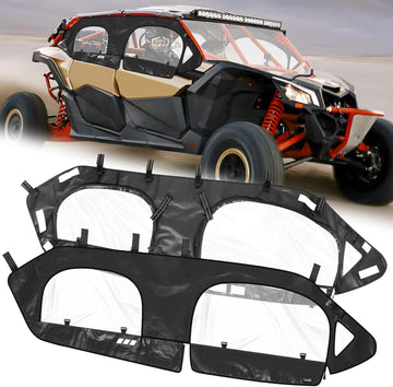 StarknightMT X3 MAX Cab Enclosure Upper Doors, Soft Side Windows With Zipper Vent Compatible With Can Am 2017-2024 Maverick X3 Max X Turbo R DS RS RR MR Maverick X3 Accessories Doorstops