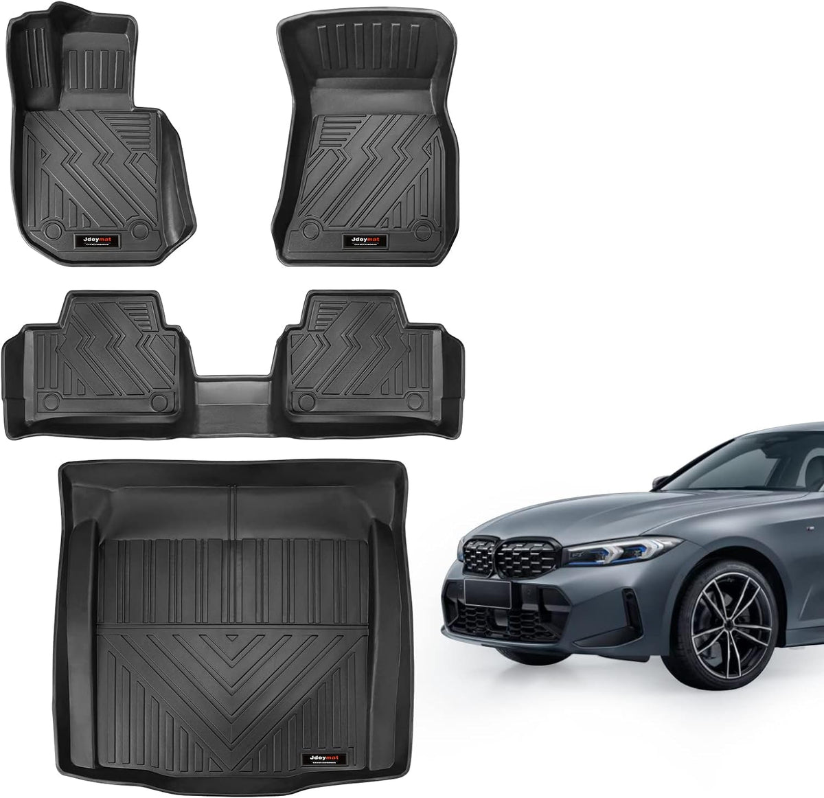 Jdeymat Floor Mats and Trunk Cargo Liner Compatible for BMW 3 Series Sedan（G20） 2019 2020 2021 2022 2023 330i 330e M340i xDrive All Weather Protect Accessories