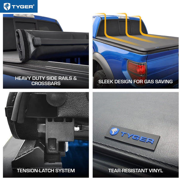 TYGER T1 Soft Roll-up Fit 2021-2024 Ford F-150; Lightning | 5.5' Bed S ...