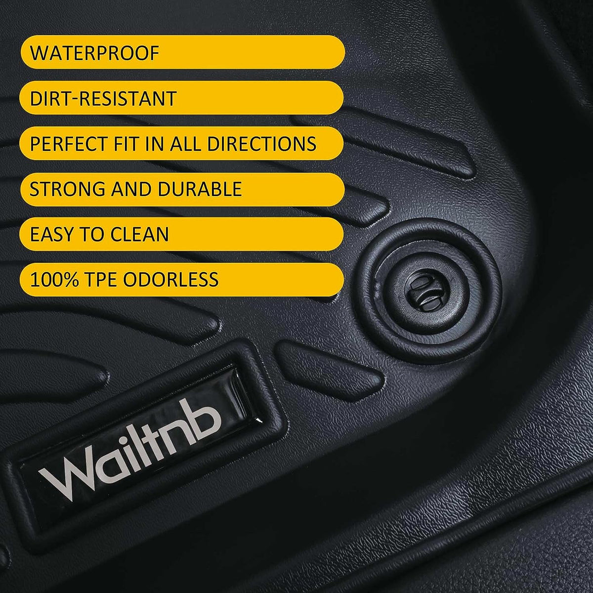 Wailtnb Car Floor Mats &amp; Cargo Trunk Liners Compatible for Genesis GV70 2022 2023 All-Weather Rubber Mat Protection Black