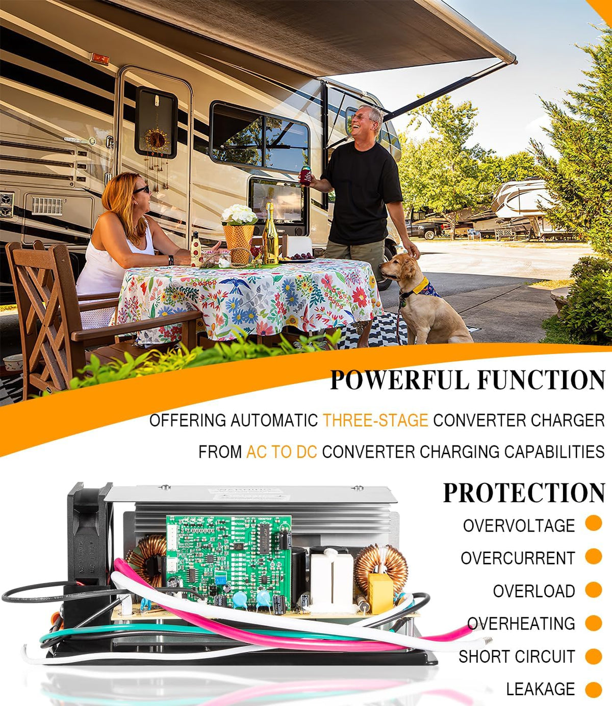 Board Assembly Replacement Unit for WF-8955, WF-8955-AD Series, Parallax 7145 and 7155 Converters with 55 Amp DC 105-130V 950W RV WF-8955-MBA Power Converter