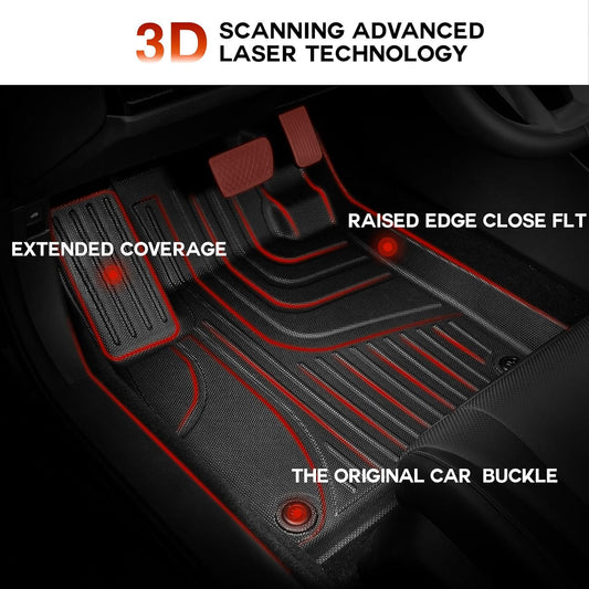 2023 - 2025 CRV Floor Mats - TTX LIGHTING Floor Mats compatible with Honda CR-V CRV 2023 2024 All Models Include Hybrid Models, Front and Rear Row Liner Automotive Floor Mats All Weather Protection Mat Black